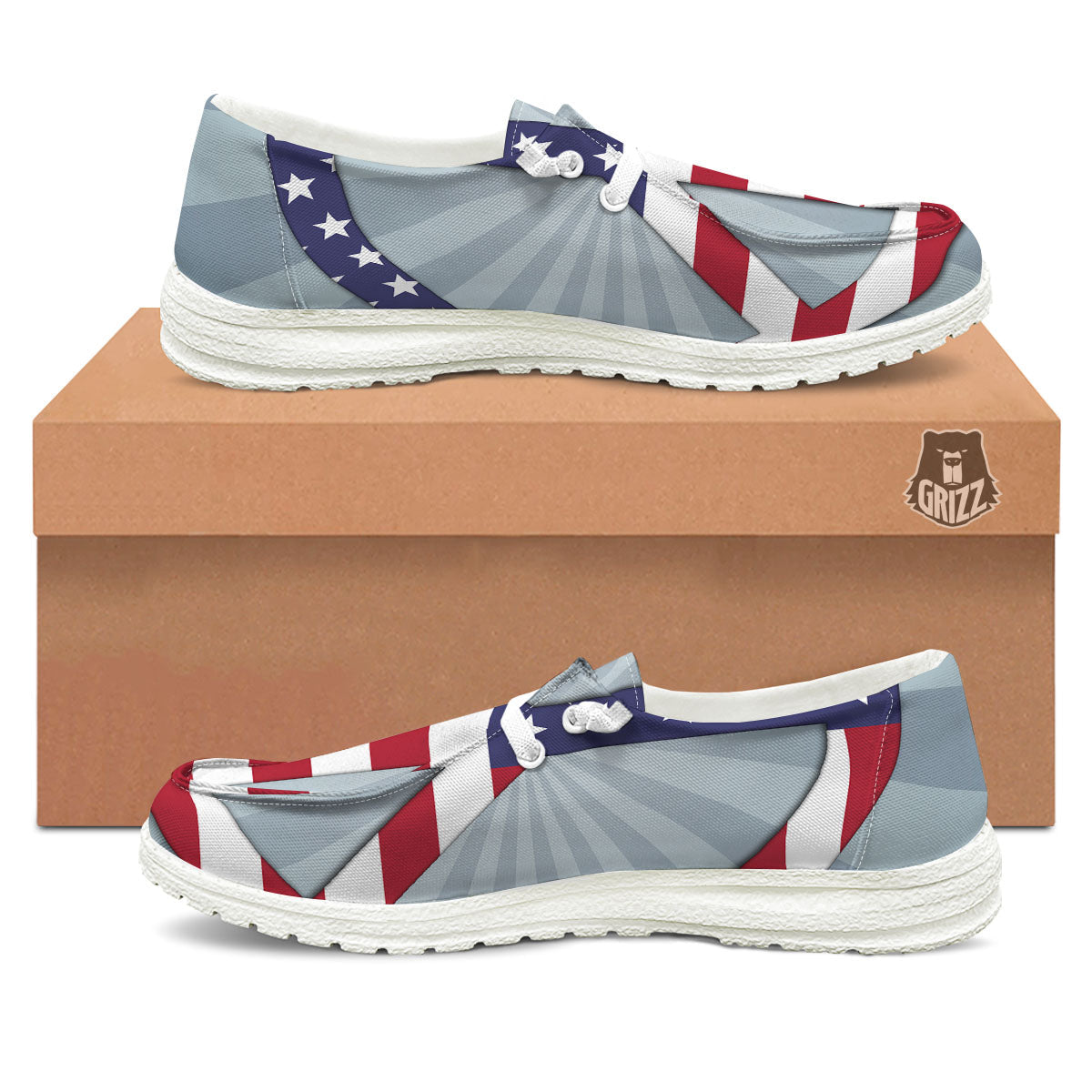 American Peace Flag Print White Loafers-grizzshop