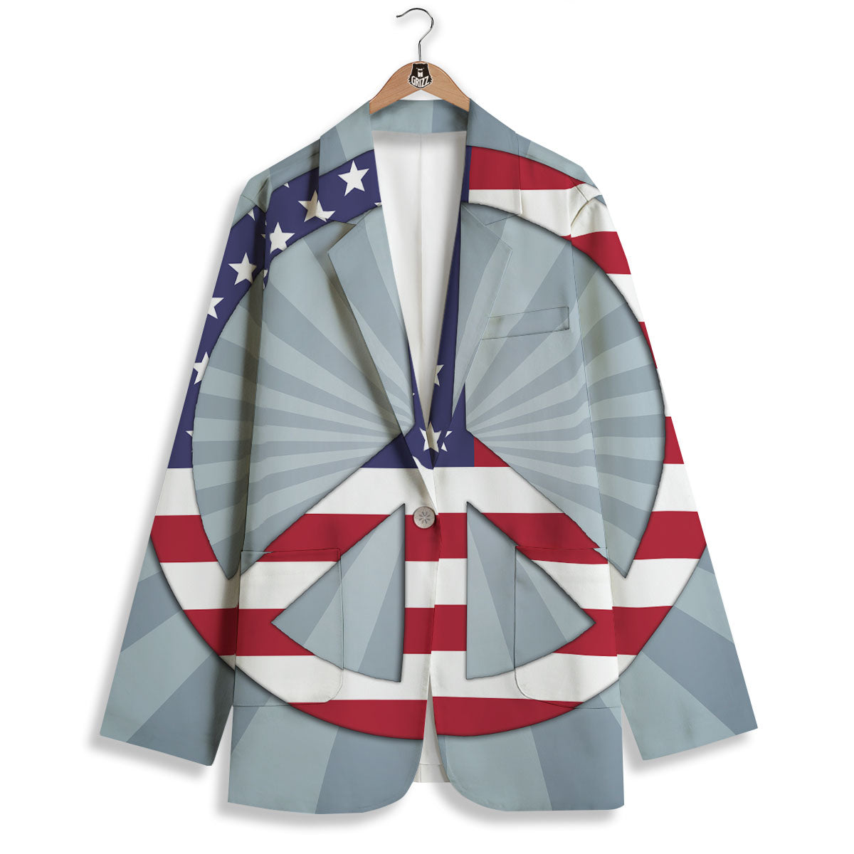 American Peace Flag Print Women's Blazer-grizzshop
