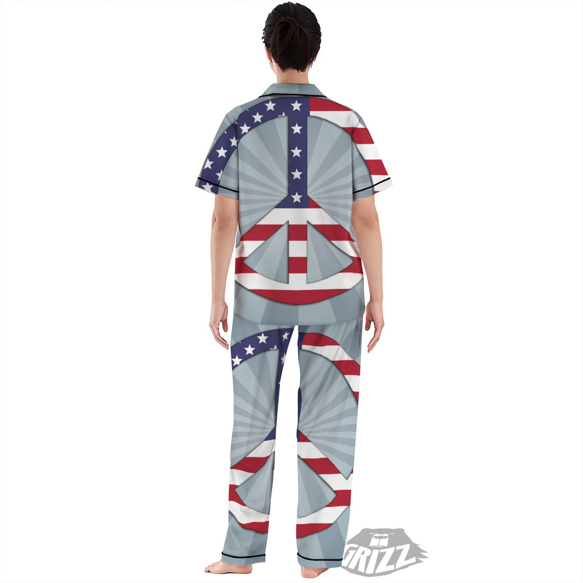 American Peace Flag Print Women's Pajamas Set-grizzshop