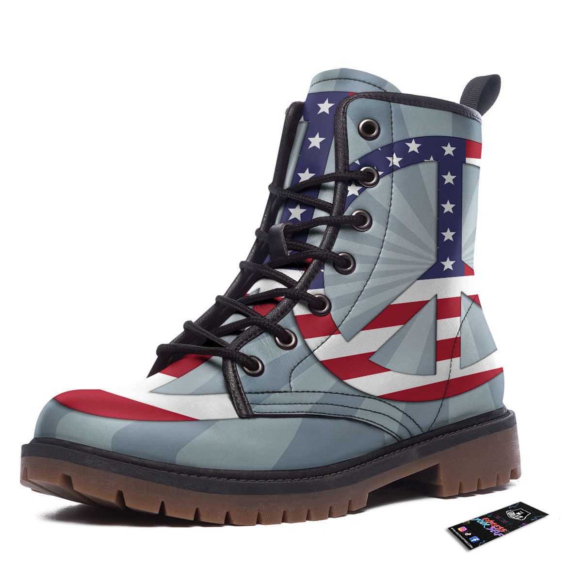 American Peace Flag Print Work Boots-grizzshop