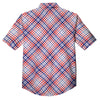 American Plaid 4th of July Print Button Up Shirt-grizzshop