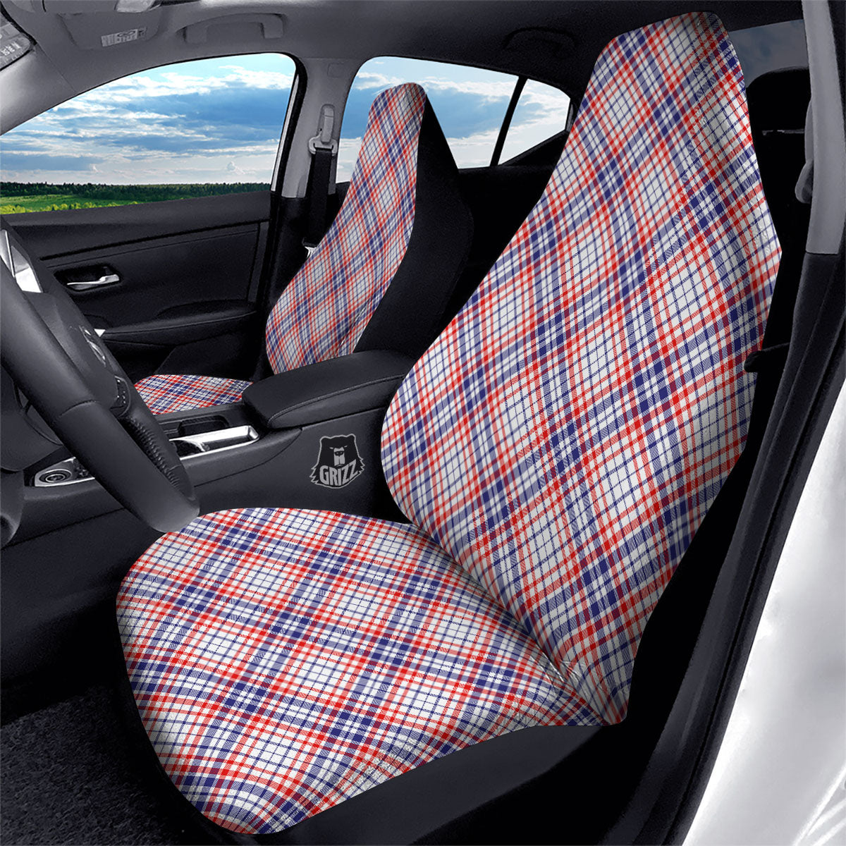 American Plaid 4th of July Print Car Seat Covers-grizzshop