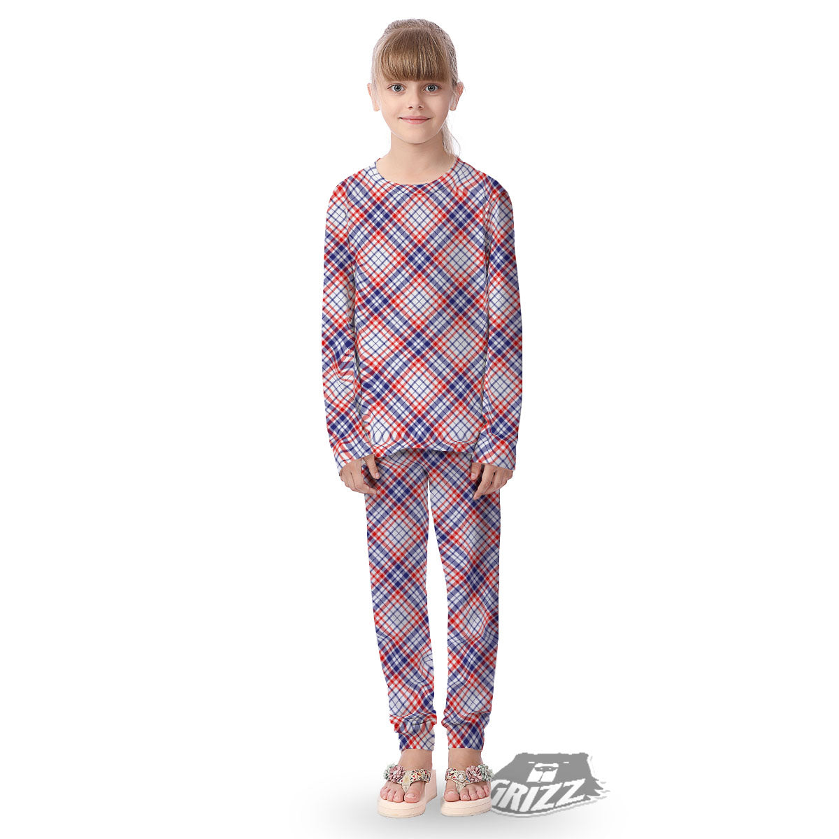 American Plaid 4th of July Print Kid's Pajamas-grizzshop