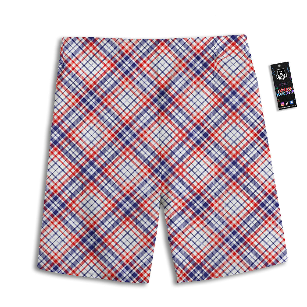 American Plaid 4th of July Print Men's Athletic Shorts