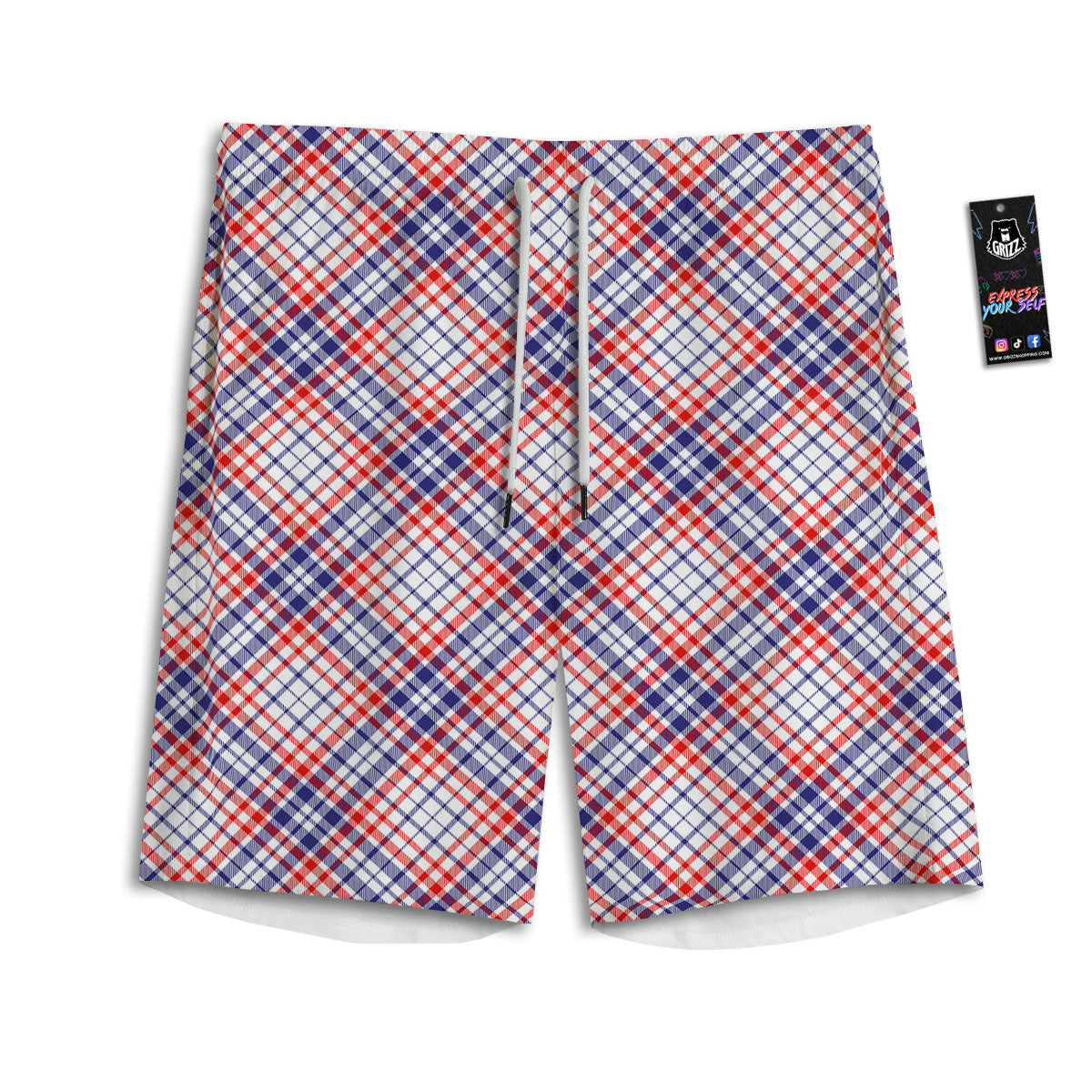American Plaid 4th of July Print Men's Athletic Shorts
