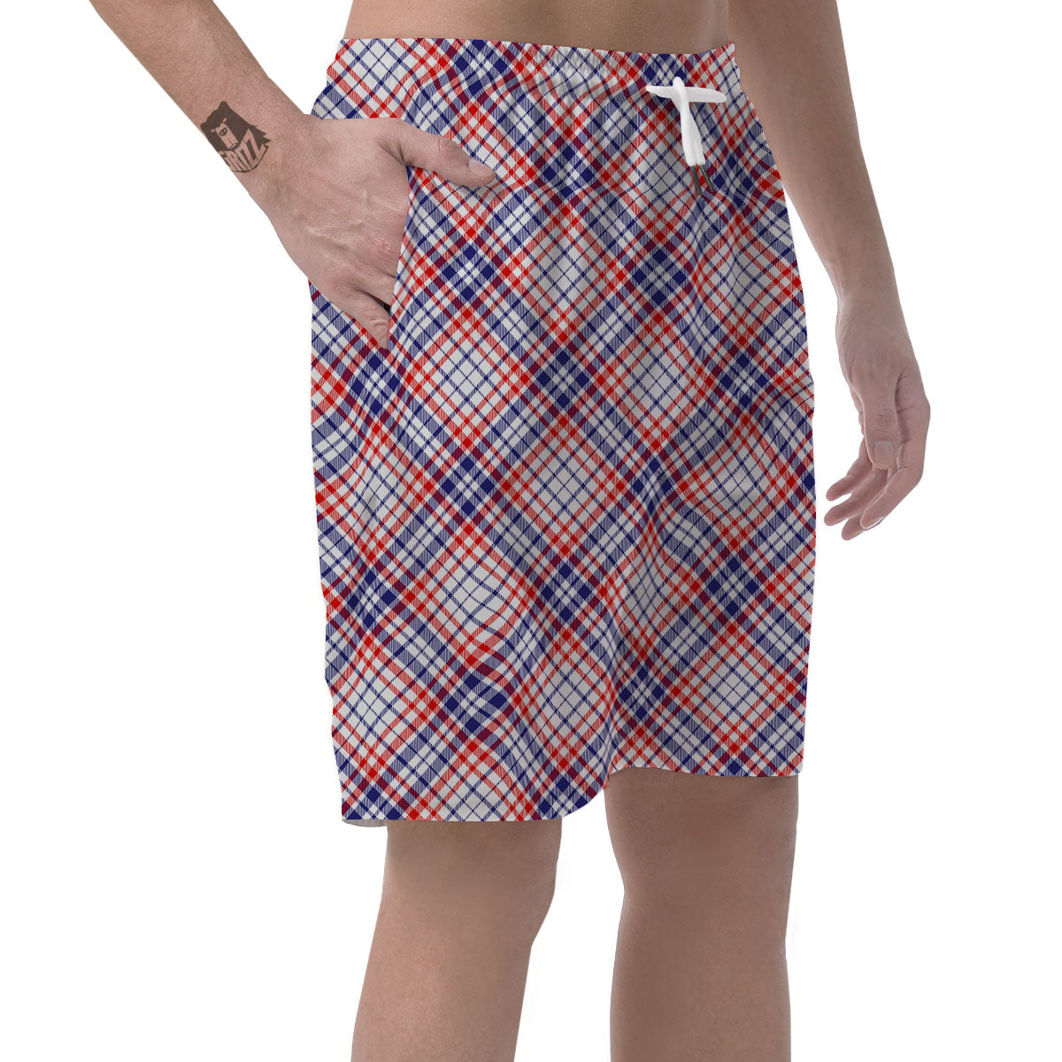 American Plaid 4th of July Print Men's Shorts-grizzshop