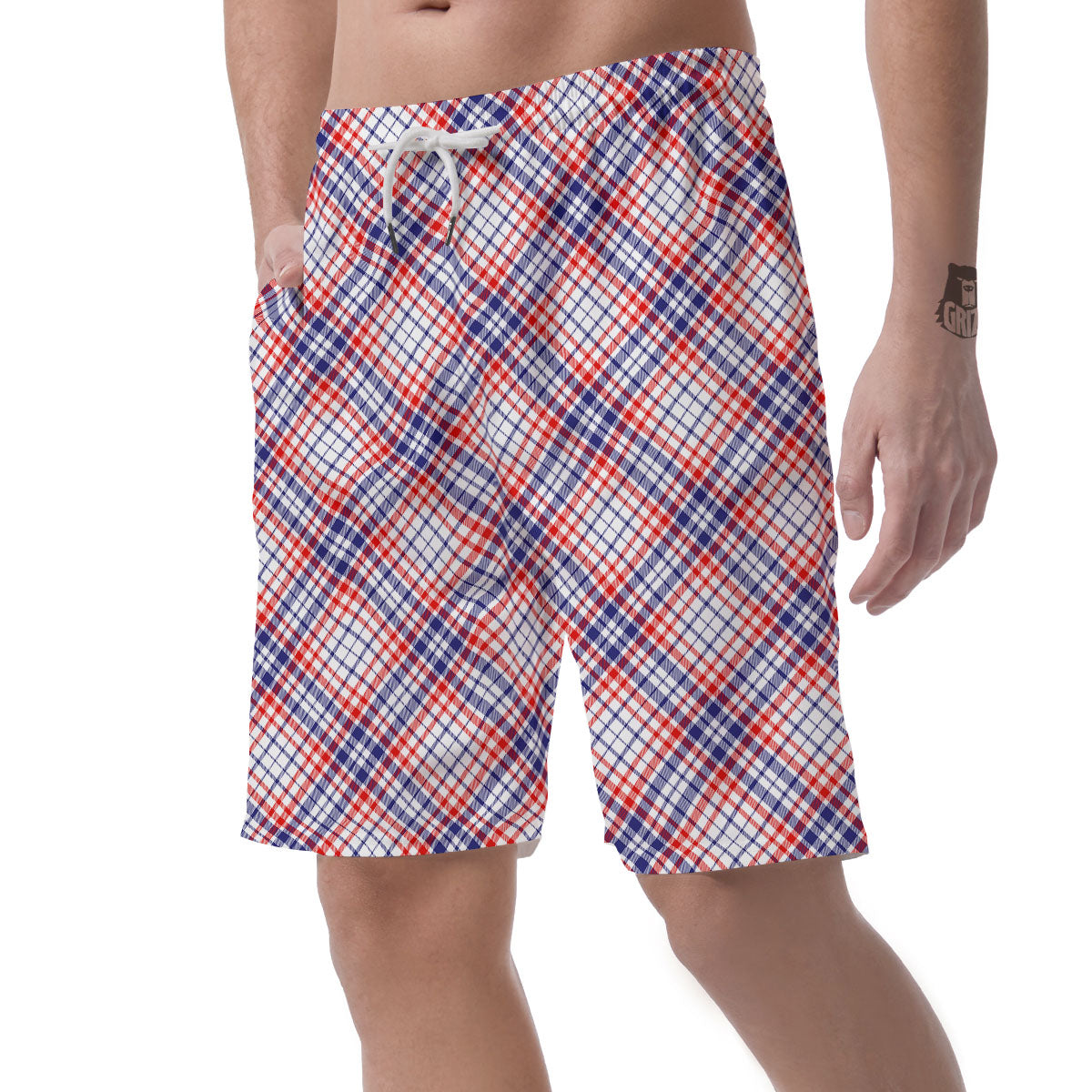 American Plaid 4th of July Print Men's Shorts-grizzshop