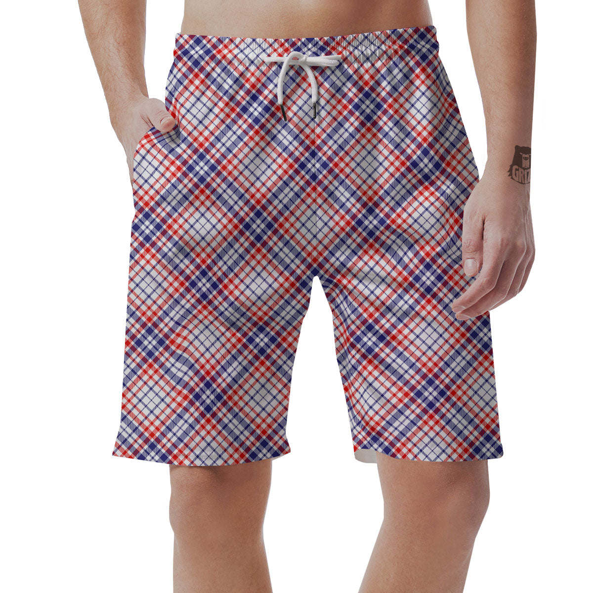 American Plaid 4th of July Print Men's Shorts-grizzshop