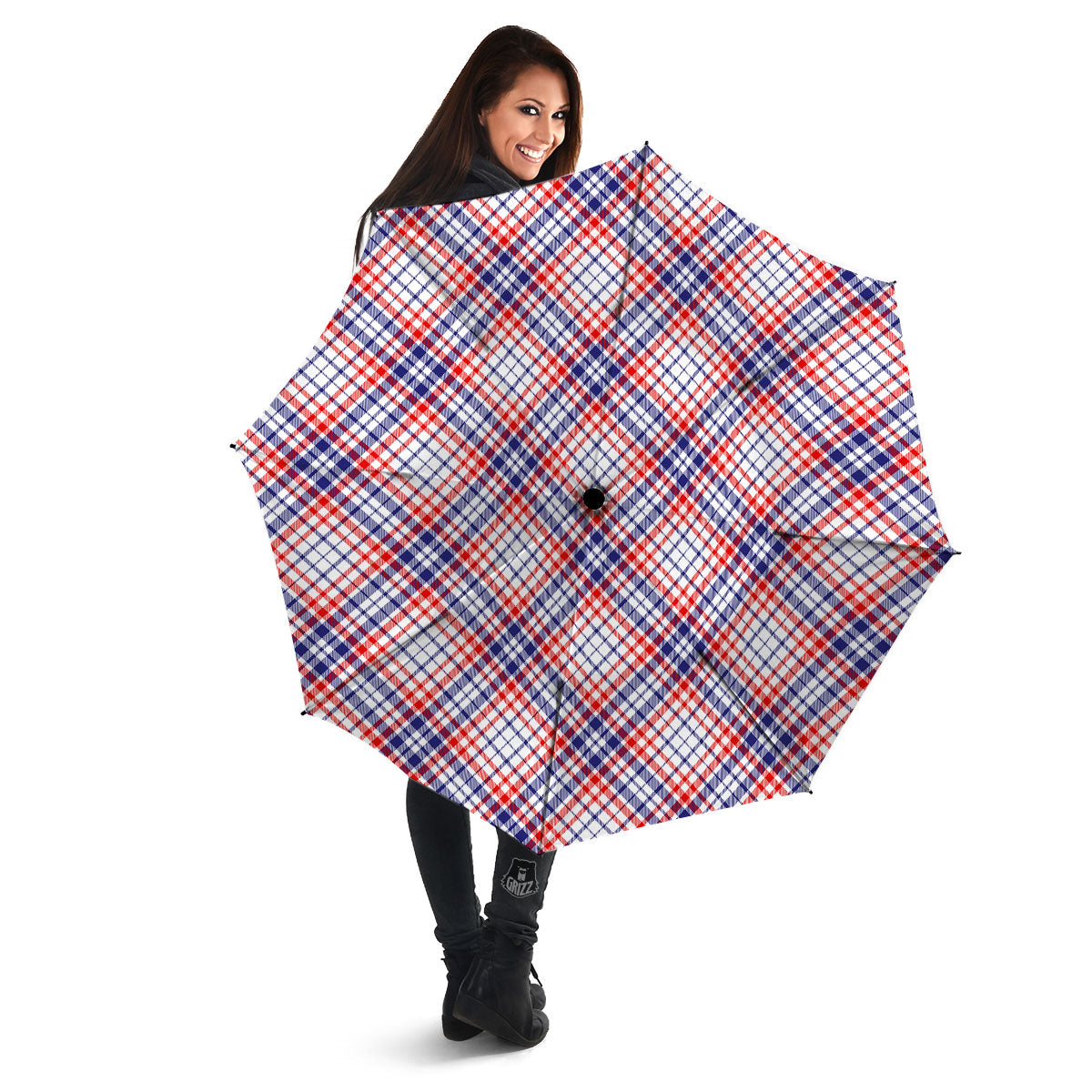 American Plaid 4th of July Print Umbrella-grizzshop