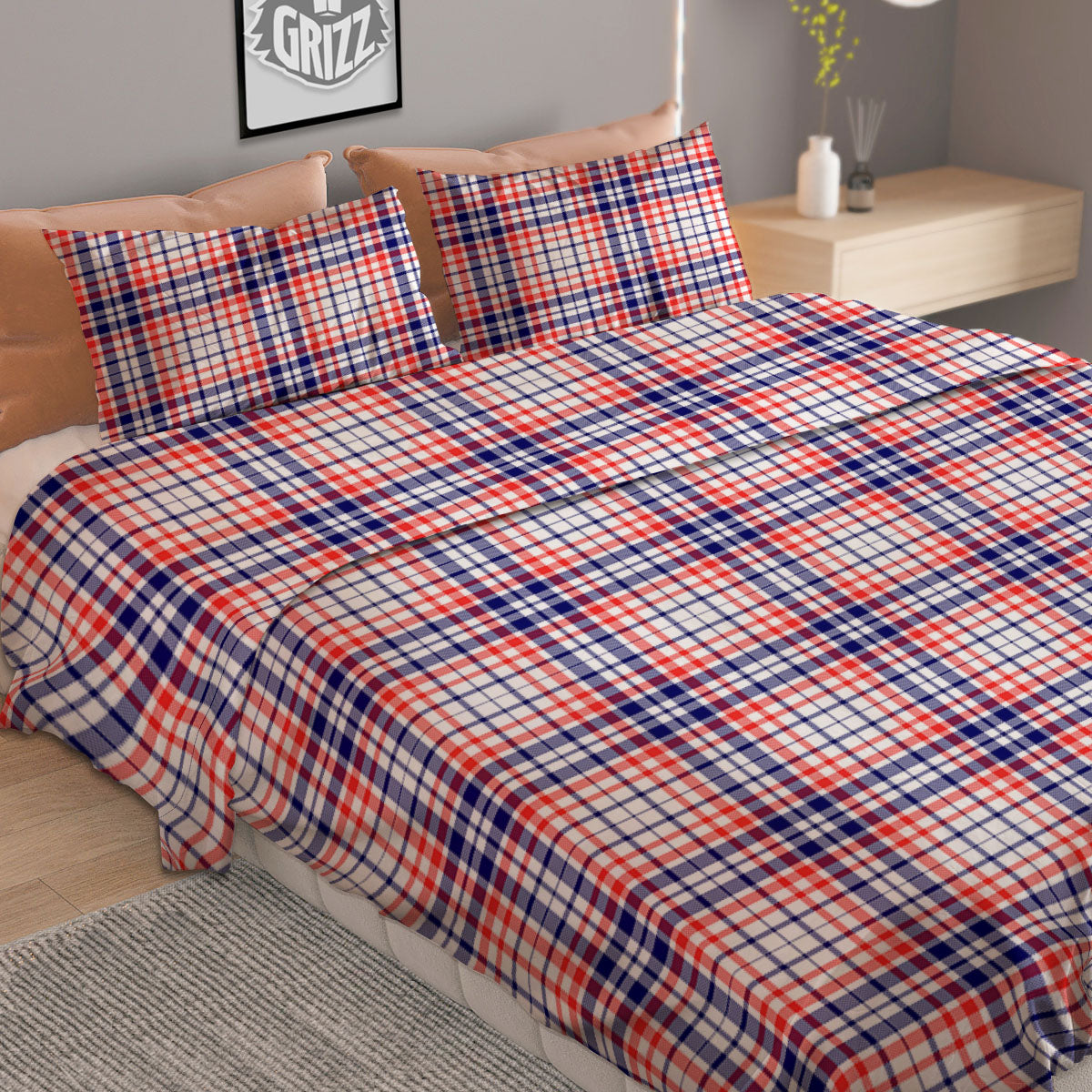American Plaid Fourth of July Print Duvet Cover Bedding Set