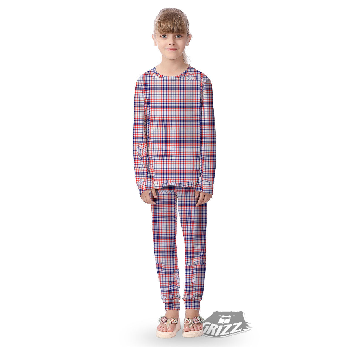 American Plaid Fourth of July Print Kid's Pajamas-grizzshop