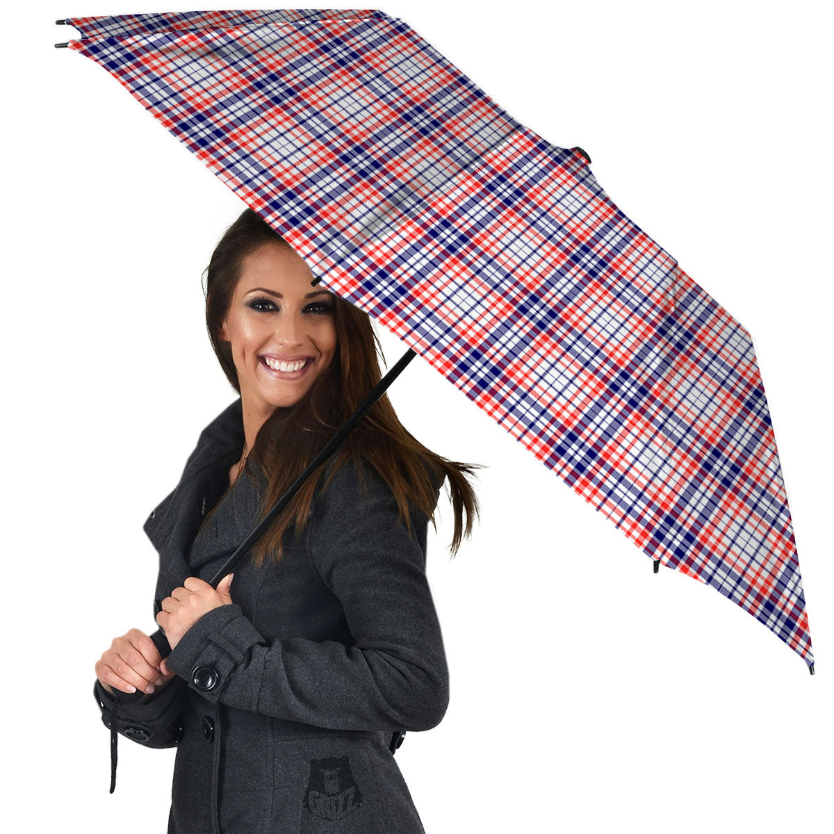 American Plaid Fourth of July Print Umbrella-grizzshop