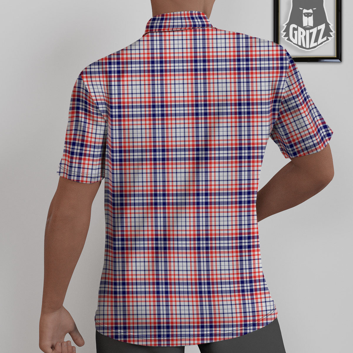 American Plaid Fourth of July Print Untucked Shirts-grizzshop