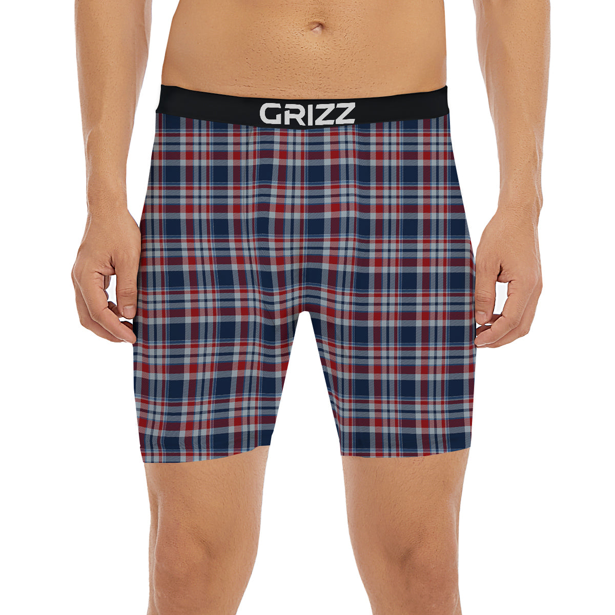 American Plaid Print Pattern Boxer Briefs-grizzshop