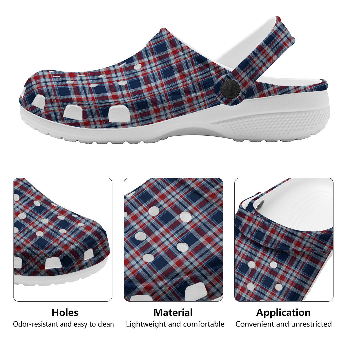 American Plaid Print Pattern Clog-grizzshop