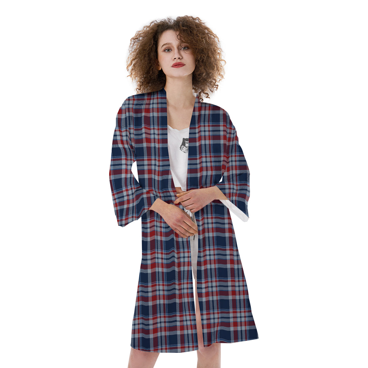 American Plaid Print Pattern Kimono-grizzshop