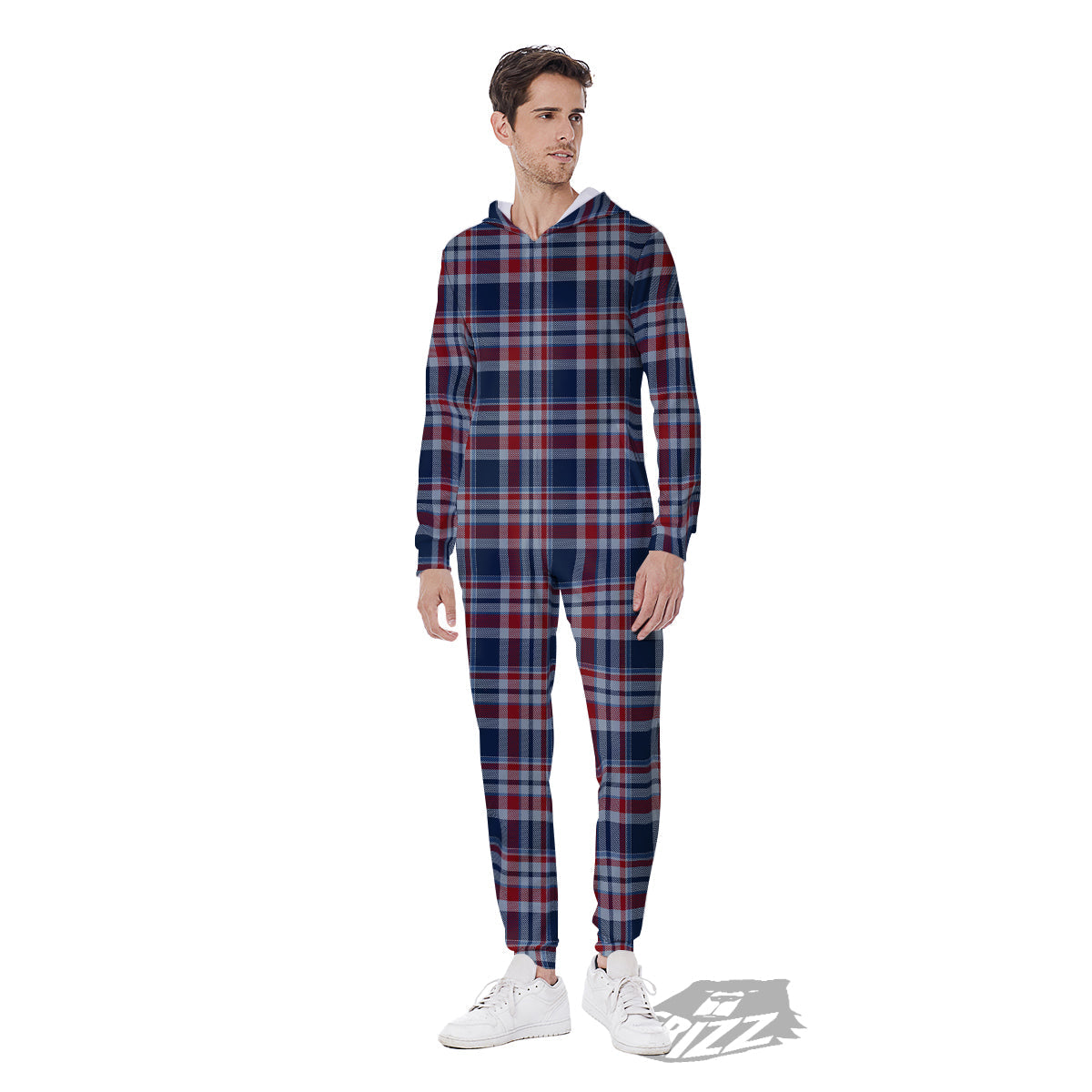 American Plaid Print Pattern Men's Jumpsuit-grizzshop