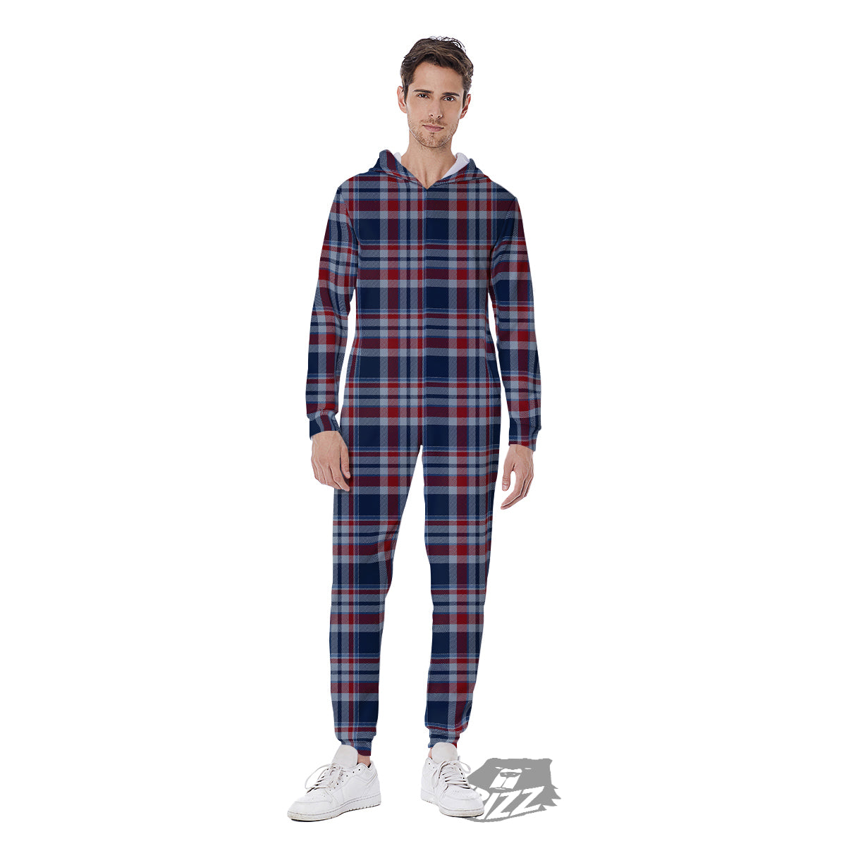 American Plaid Print Pattern Men's Jumpsuit-grizzshop