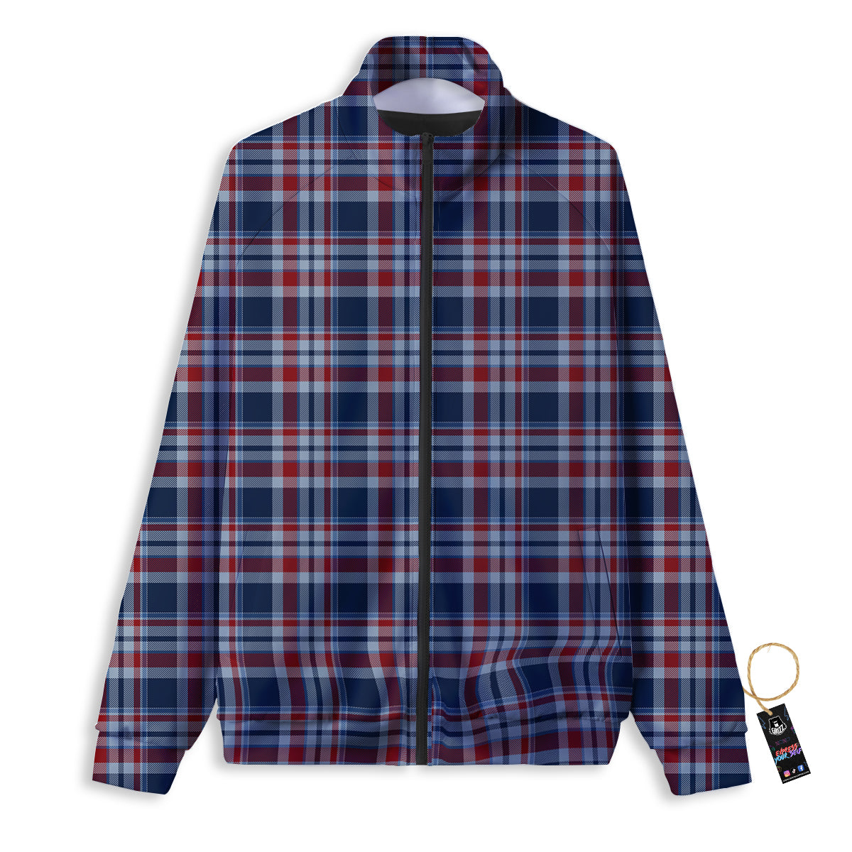 American Plaid Print Pattern Track Jacket-grizzshop