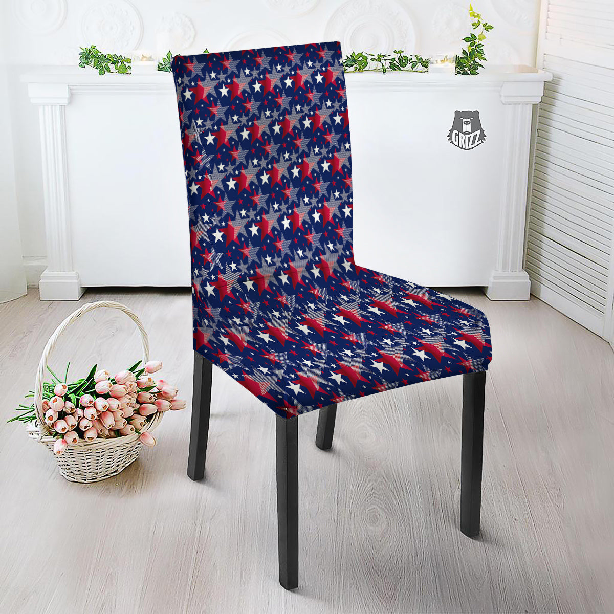 American Star 4th of July Print Pattern Dining Chair Slipcover-grizzshop
