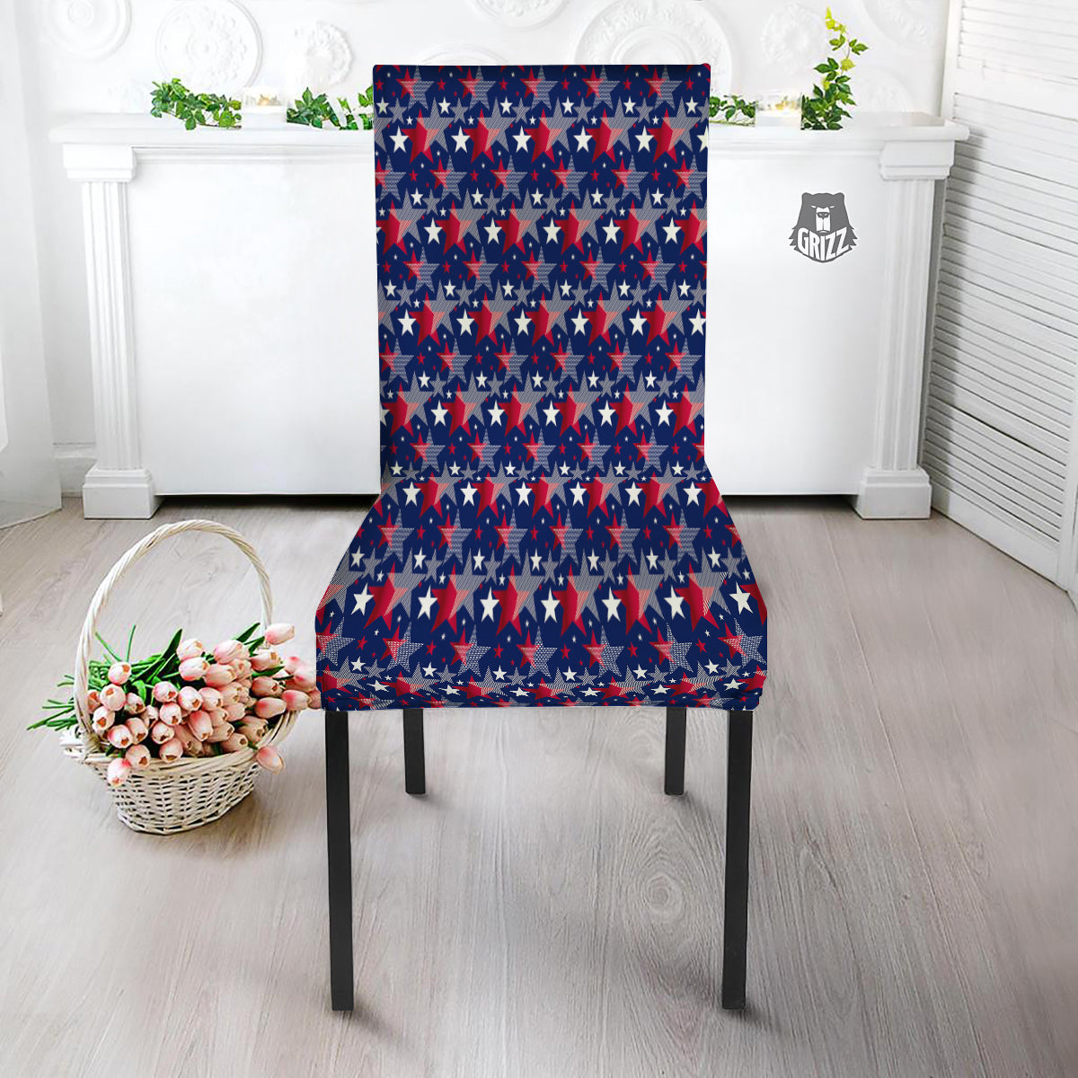 American Star 4th of July Print Pattern Dining Chair Slipcover-grizzshop