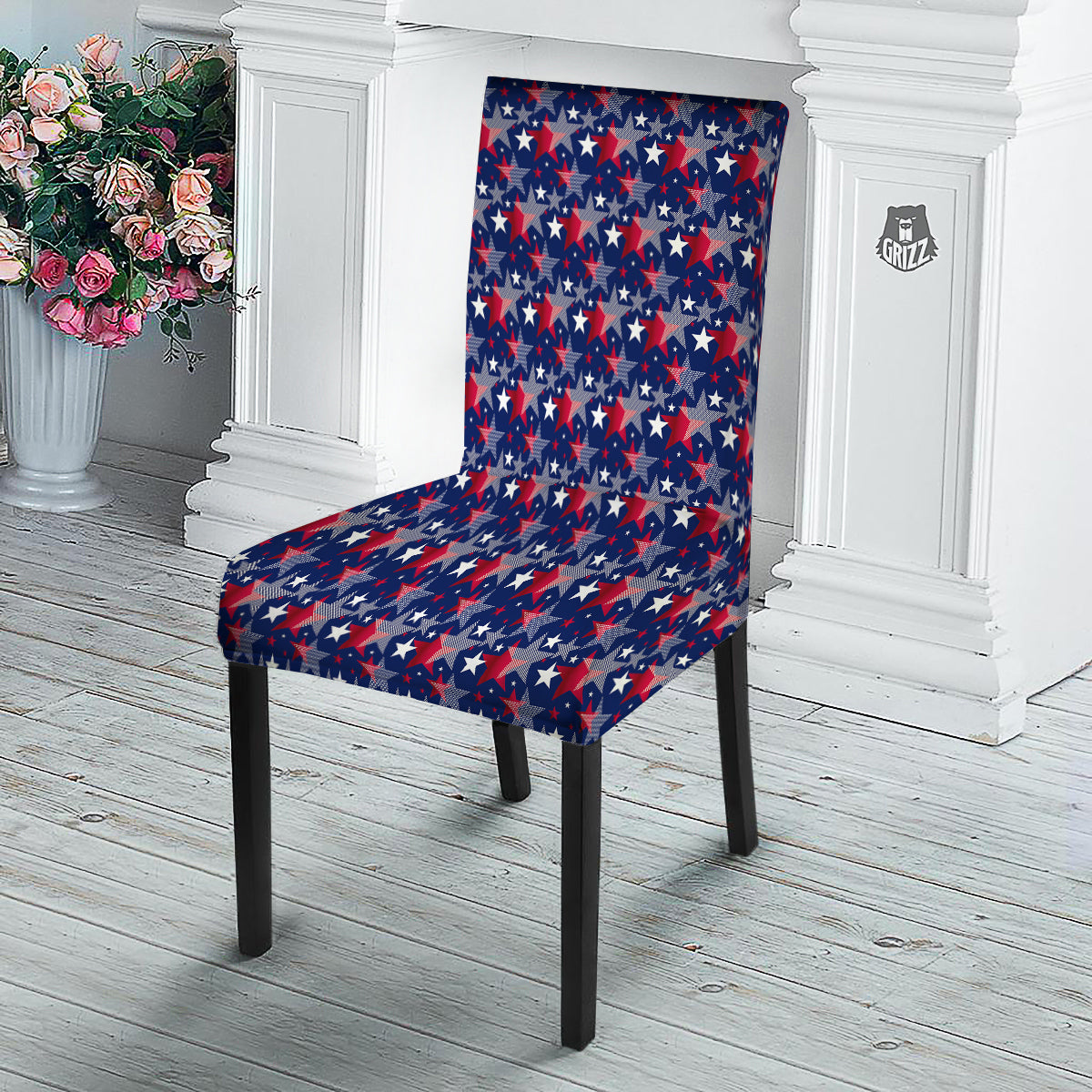 American Star 4th of July Print Pattern Dining Chair Slipcover-grizzshop