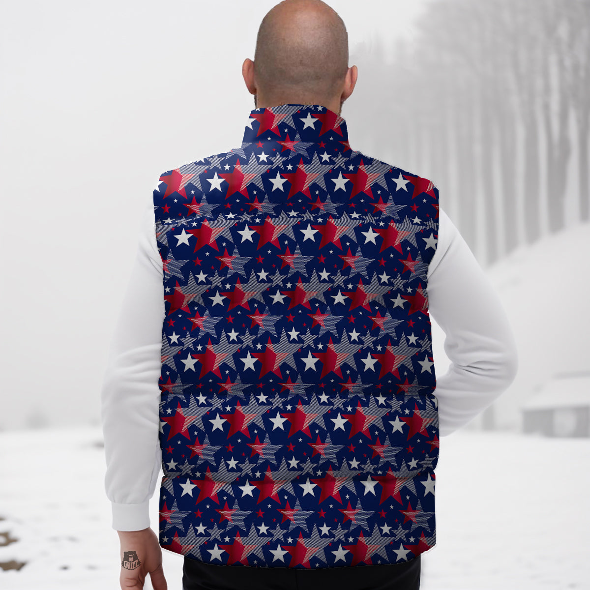 American Star 4th of July Print Pattern Down Vest