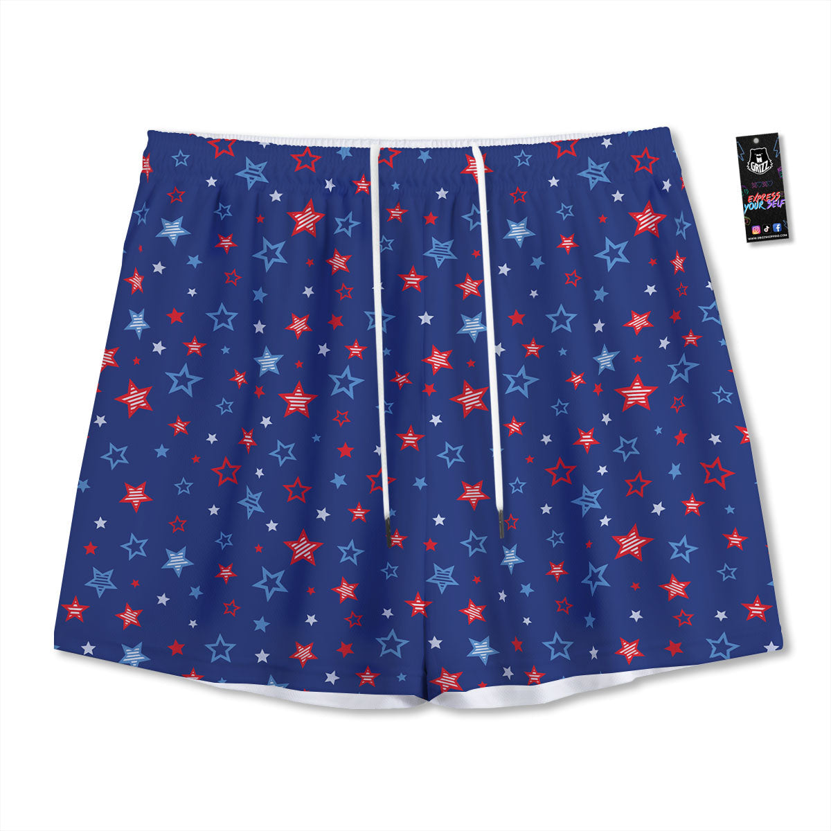 American Star Blue And Red Print Pattern Mesh Shorts