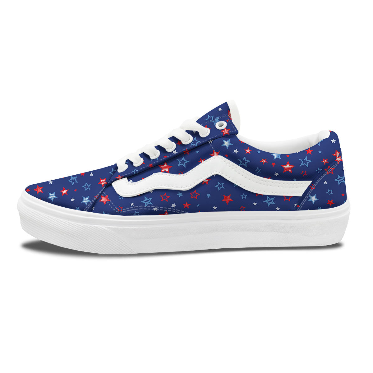 American Star Blue And Red Print Pattern Skate Shoes-grizzshop