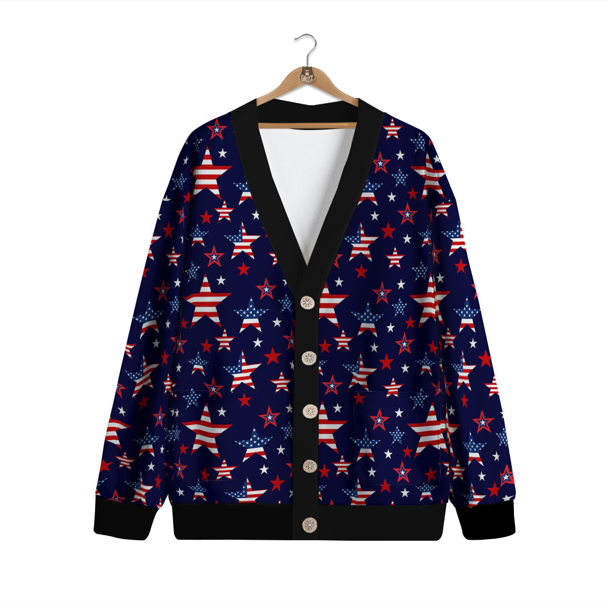 American Star Print Pattern Cardigan-grizzshop