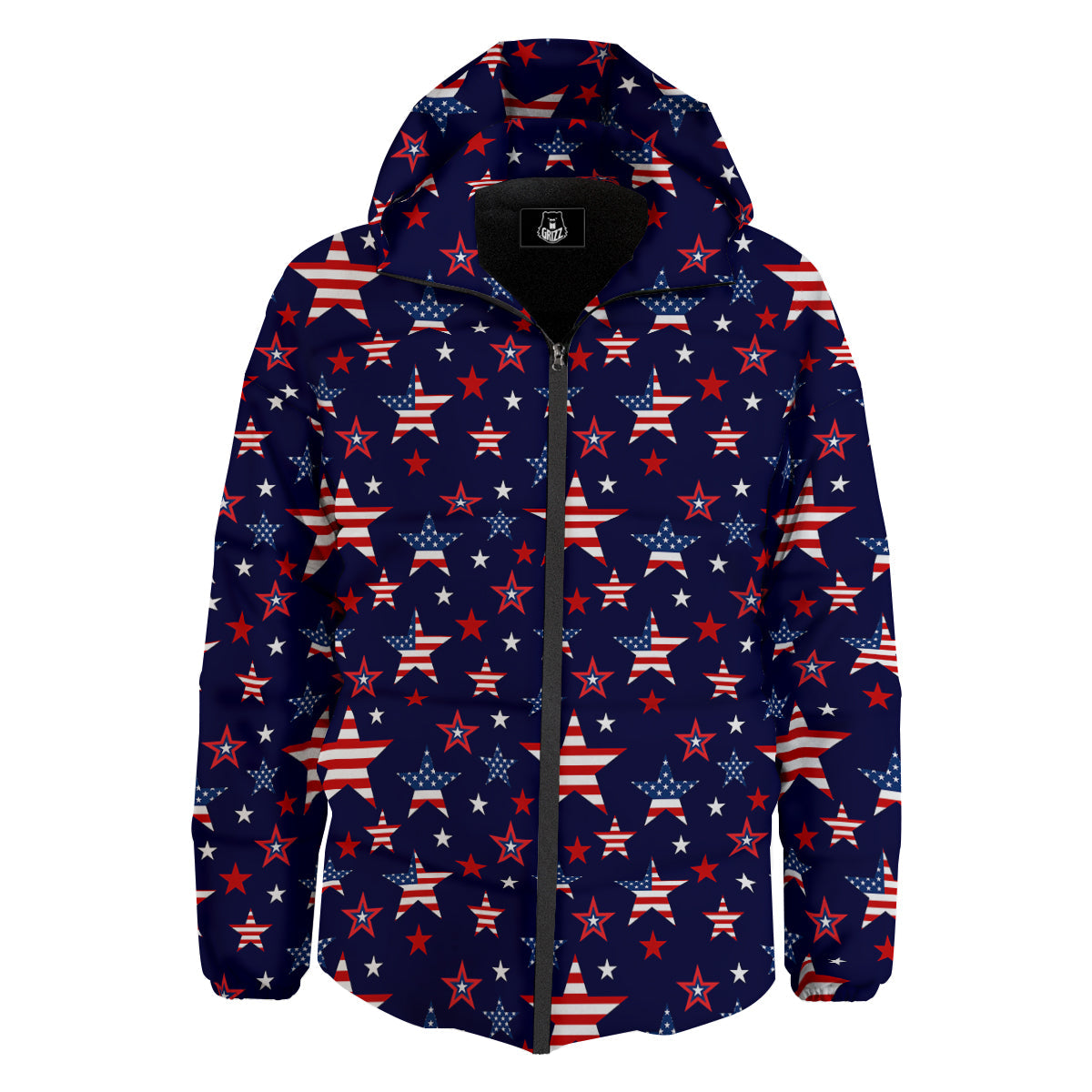 American Star Print Pattern Down Jacket-grizzshop