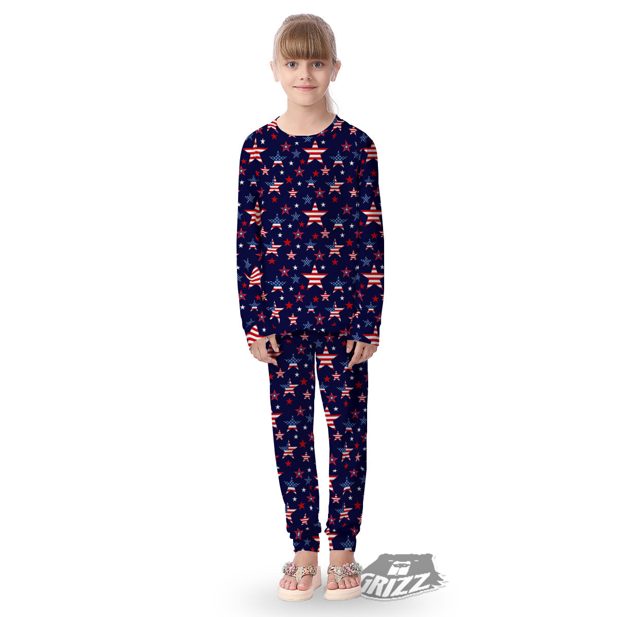 American Star Print Pattern Kid's Pajamas-grizzshop