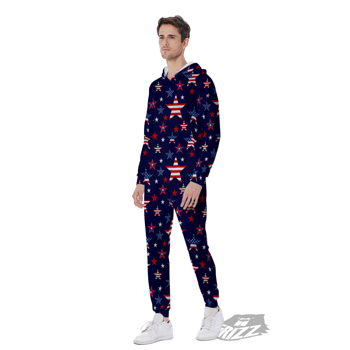 American Star Print Pattern Men's Jumpsuit-grizzshop