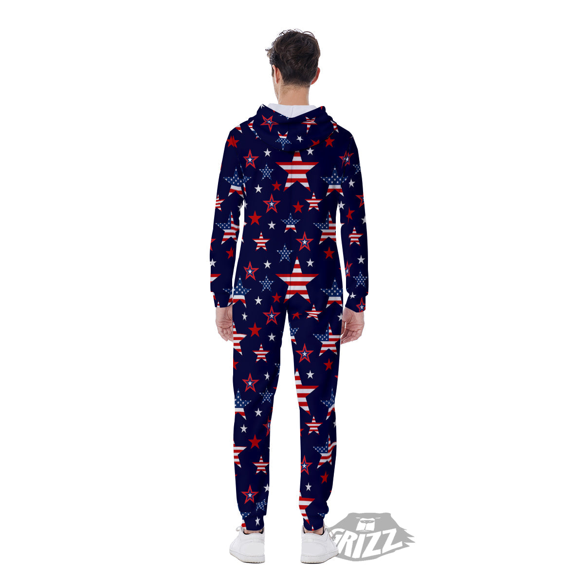 American Star Print Pattern Men's Jumpsuit-grizzshop