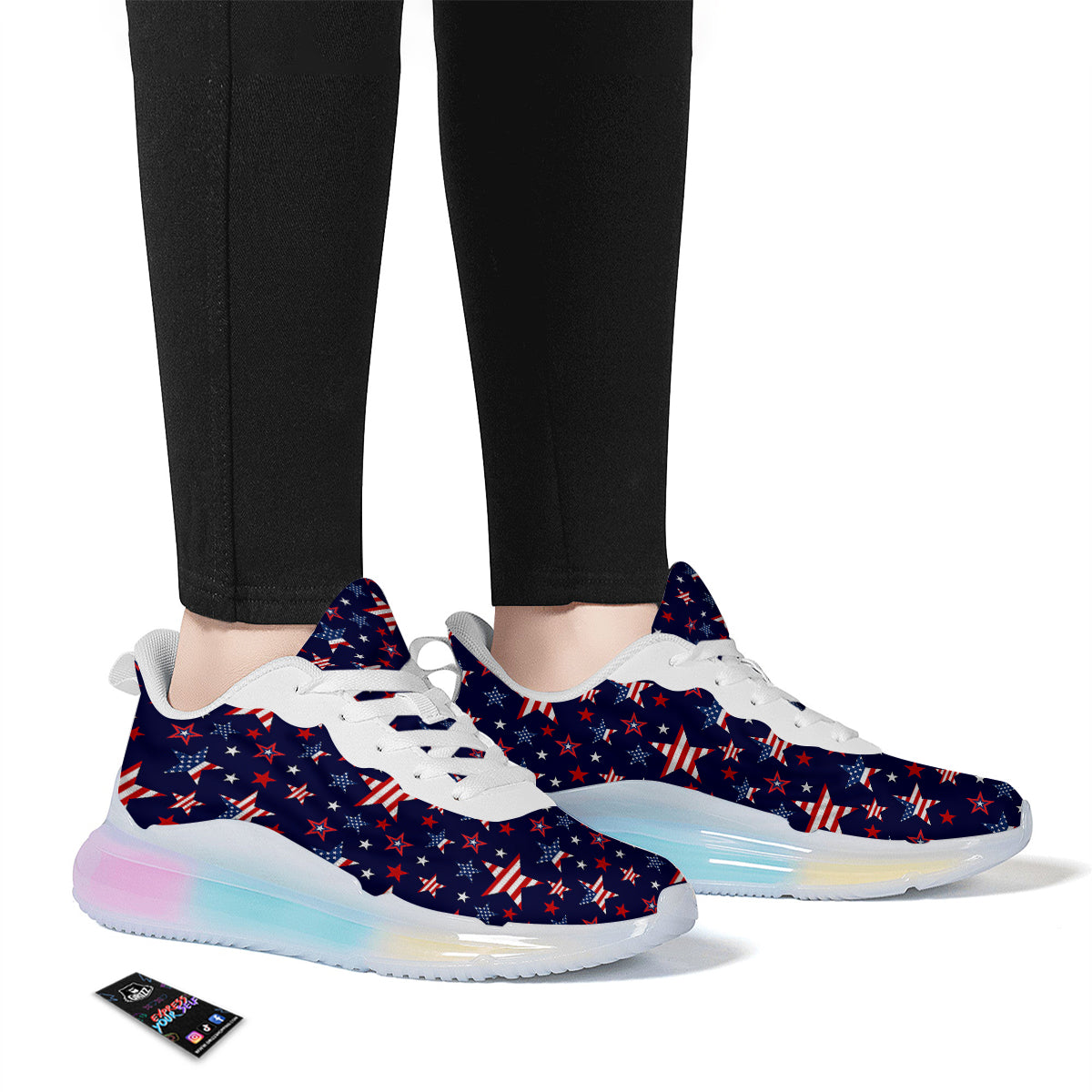 American Star Print Pattern Running Sneakers-grizzshop