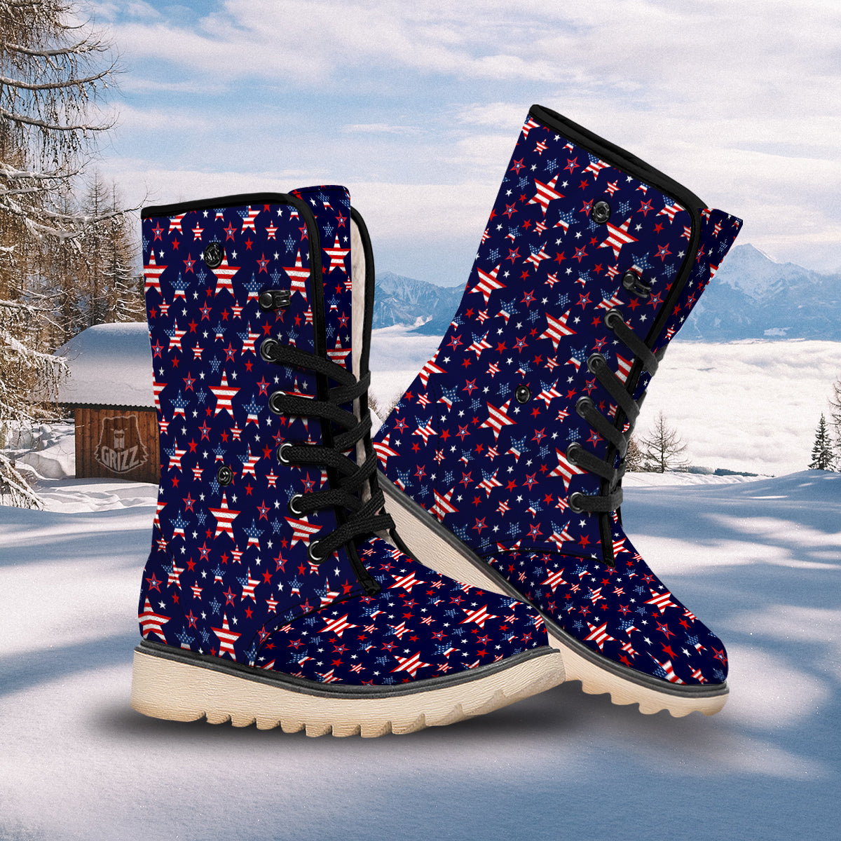 American Star Print Pattern Snow Boots-grizzshop