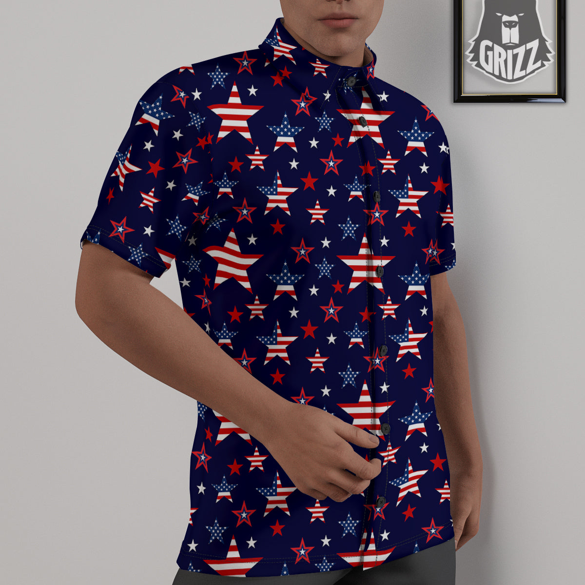 American Star Print Pattern Untucked Shirts-grizzshop