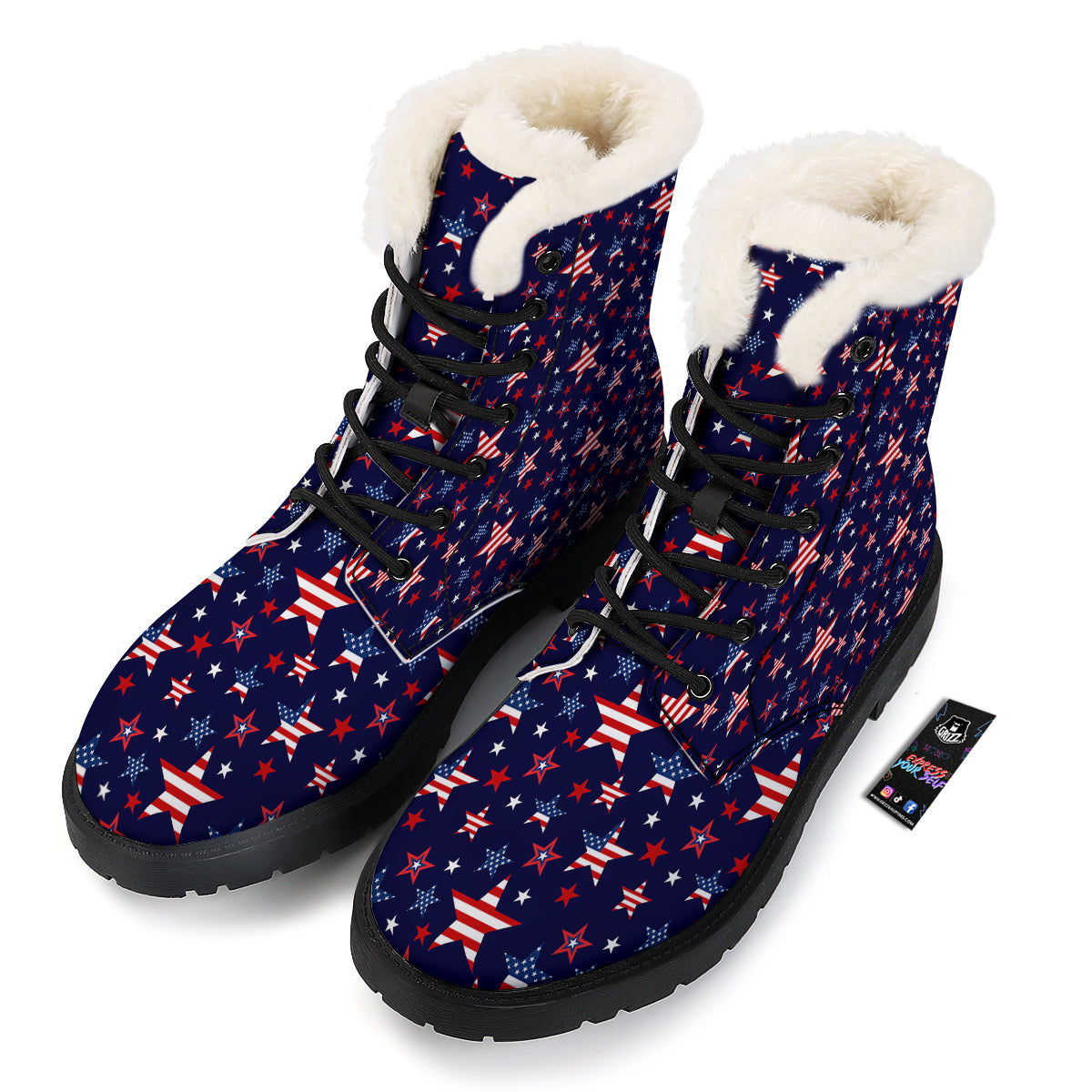 American Star Print Pattern Winter Boots-grizzshop