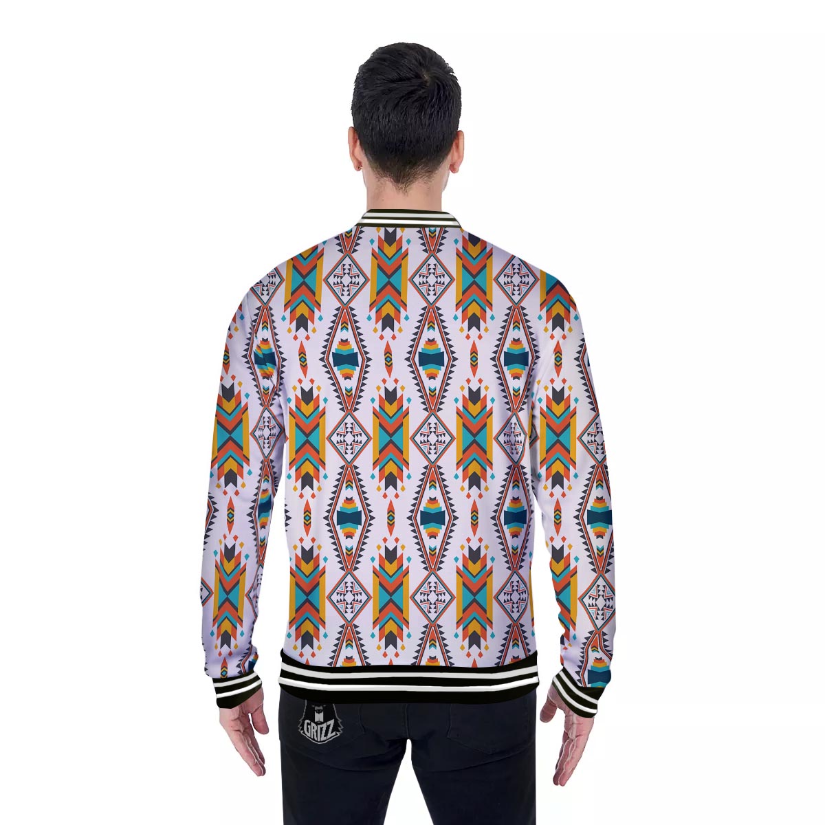American Tribal Native Print Pattern Baseball Jacket-grizzshop