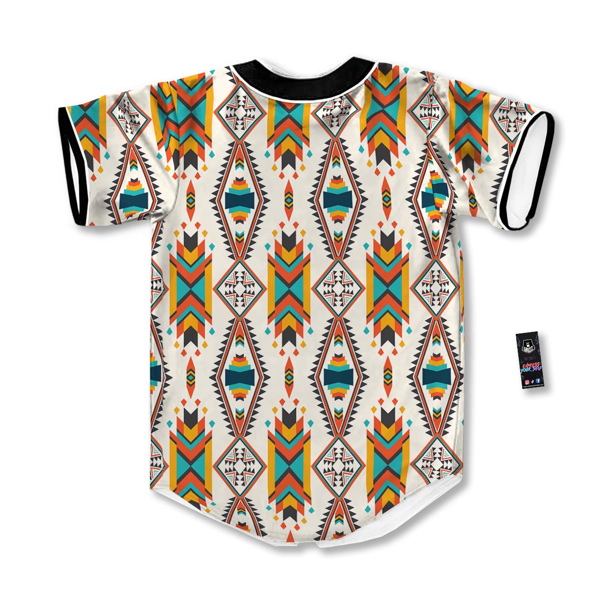 American Tribal Native Print Pattern Baseball Jersey-grizzshop