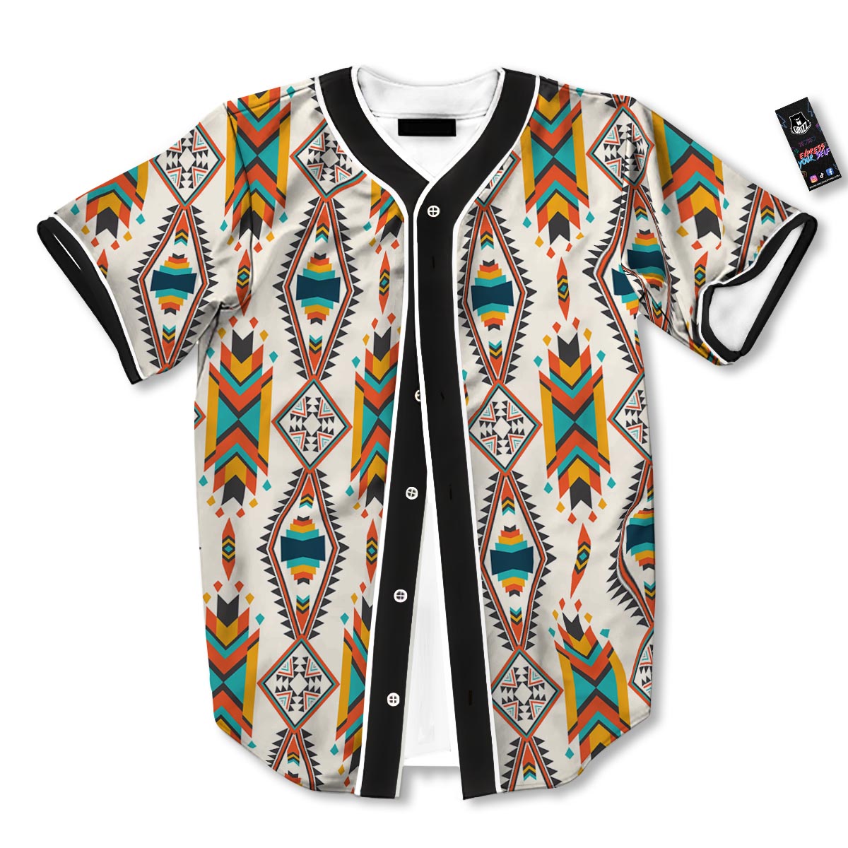 American Tribal Native Print Pattern Baseball Jersey-grizzshop