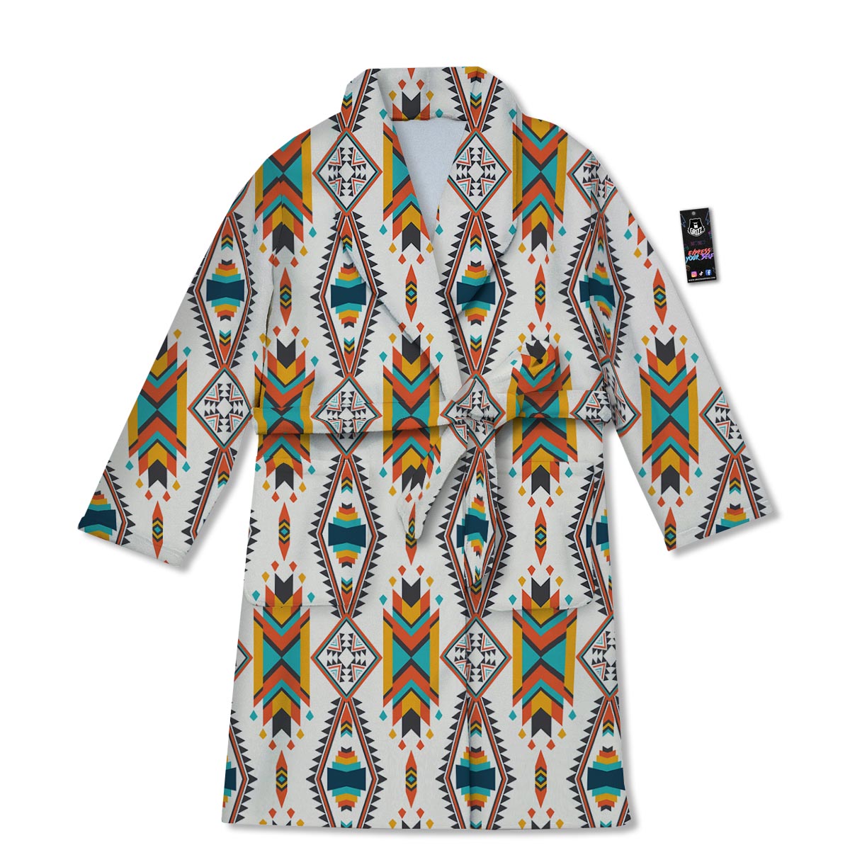 American Tribal Native Print Pattern Bathrobe-grizzshop