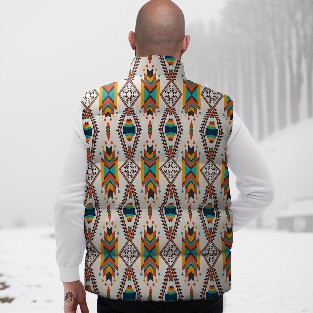 American Tribal Native Print Pattern Down Vest
