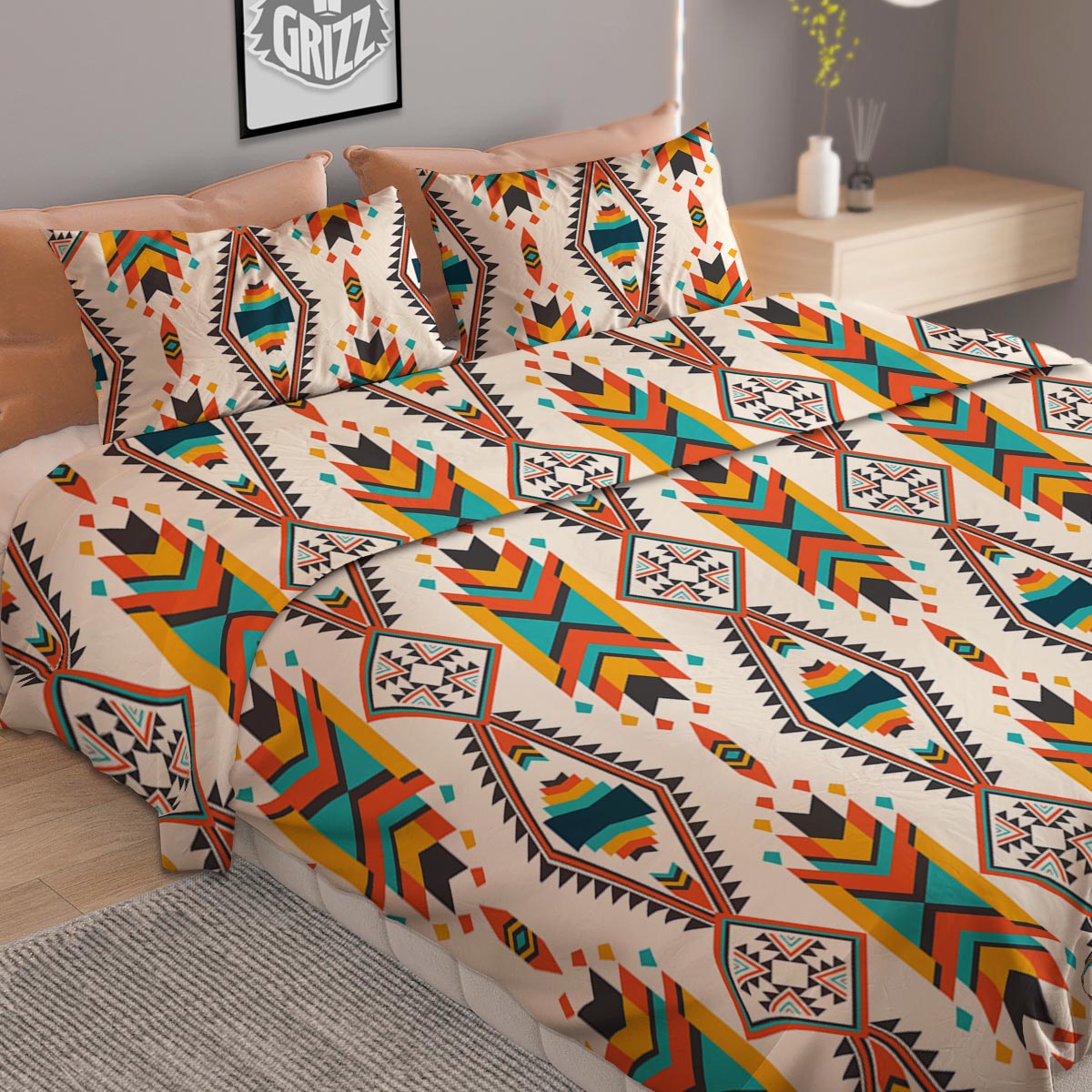 American Tribal Native Print Pattern Duvet Cover Bedding Set