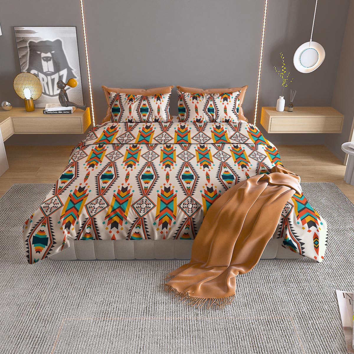 American Tribal Native Print Pattern Duvet Cover Bedding Set