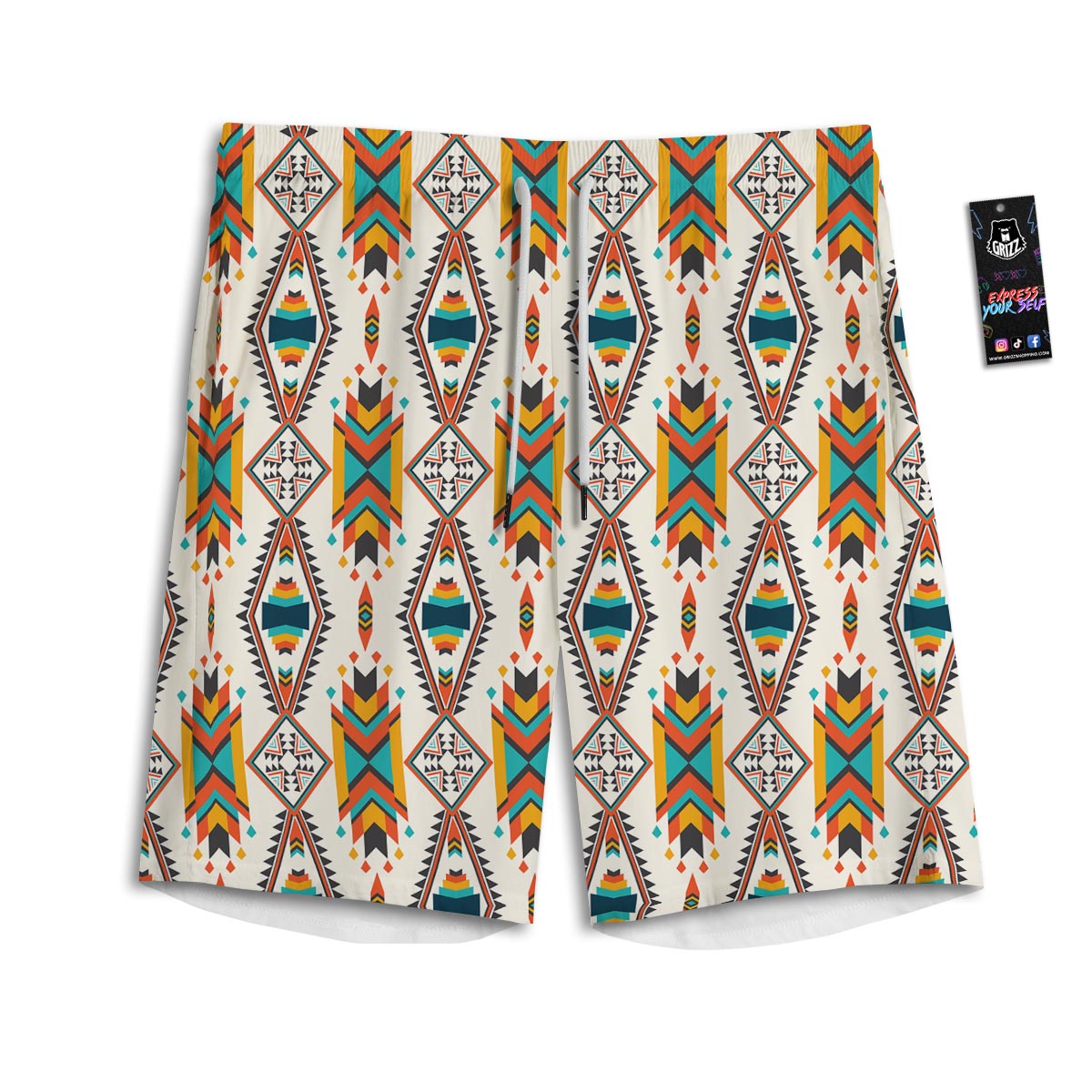 American Tribal Native Print Pattern Men's Athletic Shorts