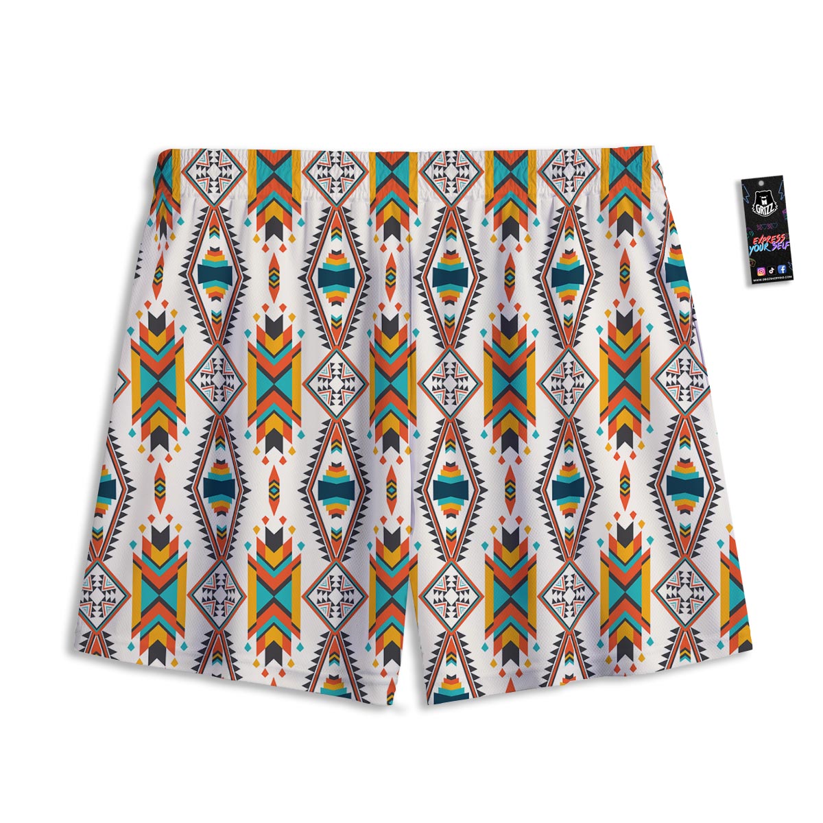 American Tribal Native Print Pattern Mesh Shorts
