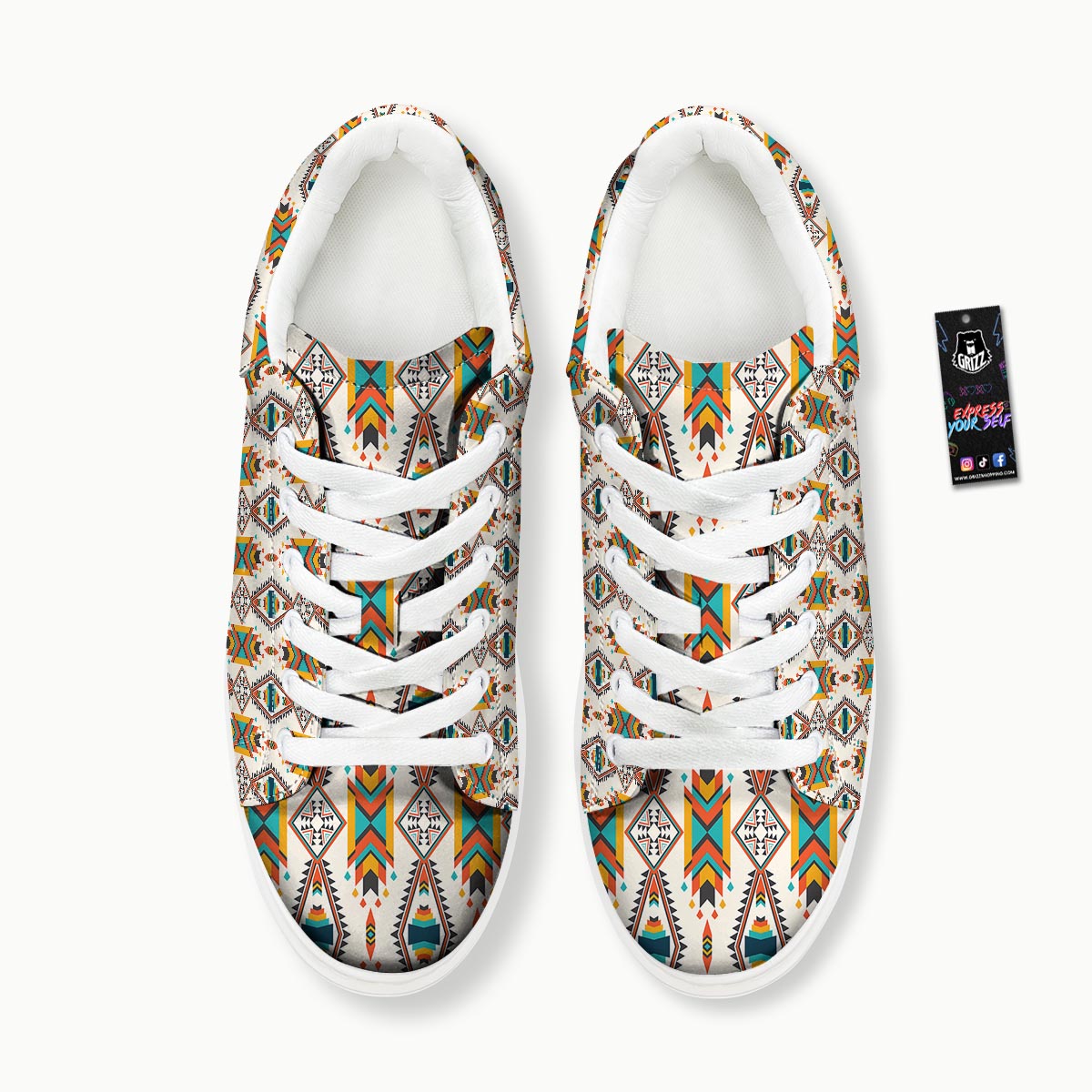 American Tribal Native Print Pattern Platform Shoes-grizzshop