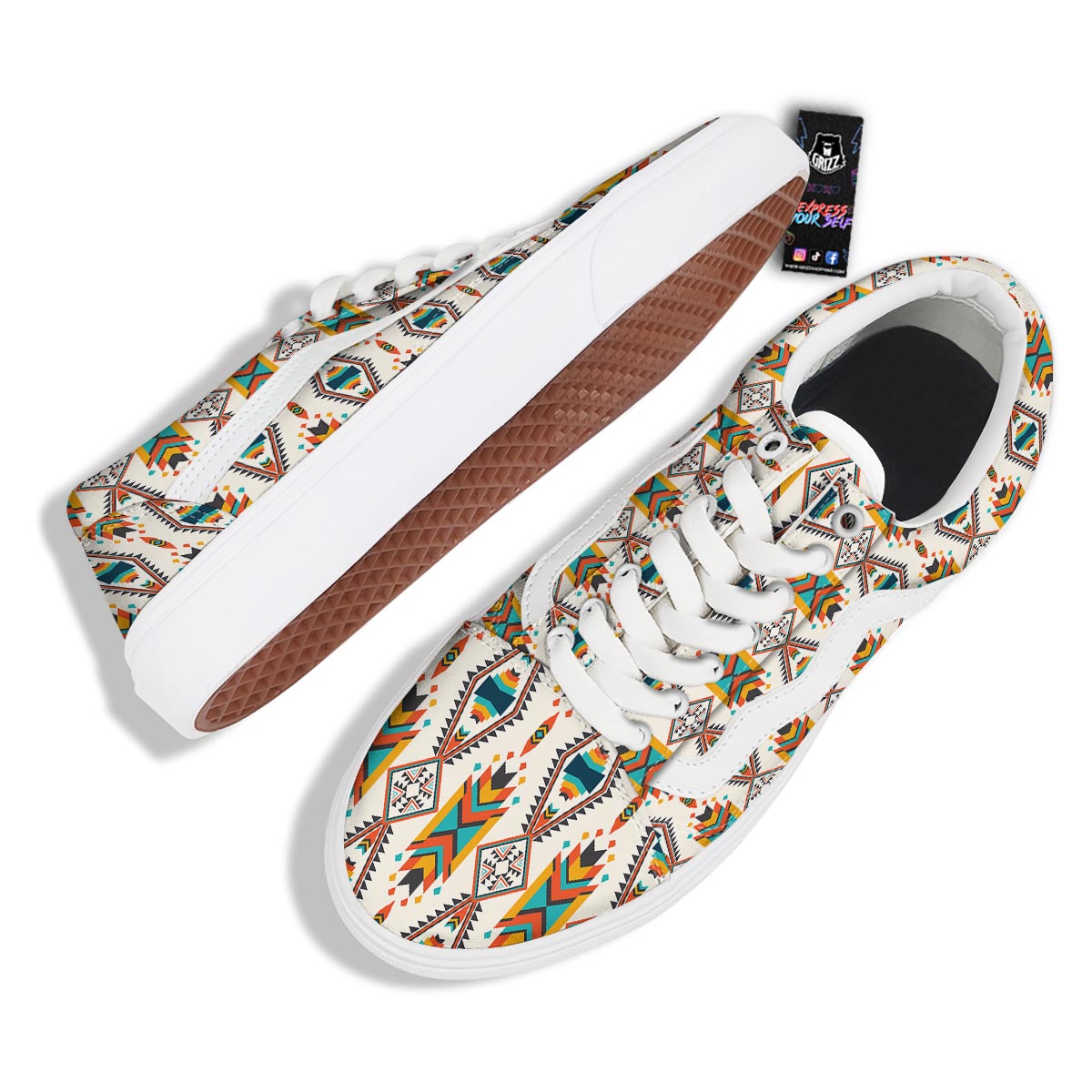 American Tribal Native Print Pattern Skate Shoes-grizzshop