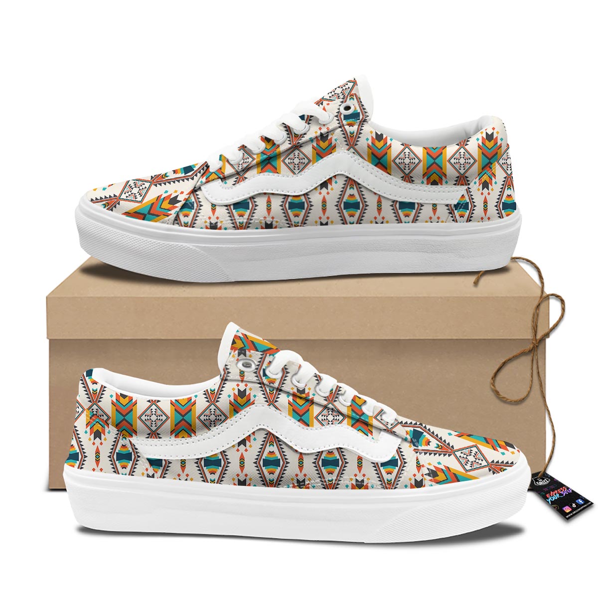 American Tribal Native Print Pattern Skate Shoes-grizzshop